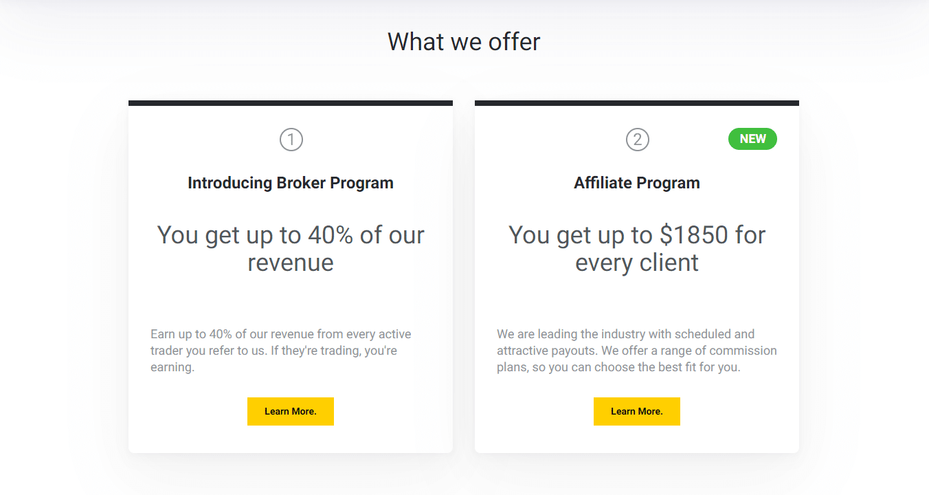 Exness Affiliate Program Features